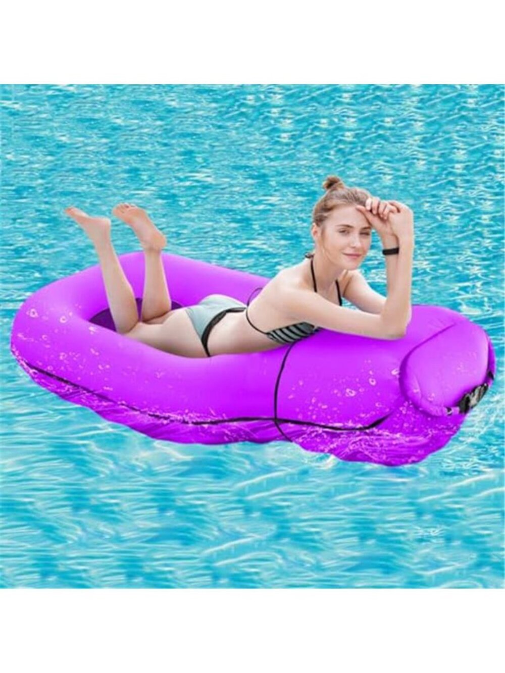 Inflatable Pool Float Lounger Air Sofa Hammock Lake Beach Adult 400lb Purple